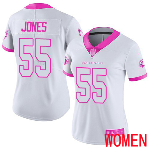 Arizona Cardinals Limited White Pink Women Chandler Jones Jersey NFL Football #55 Rush Fashion